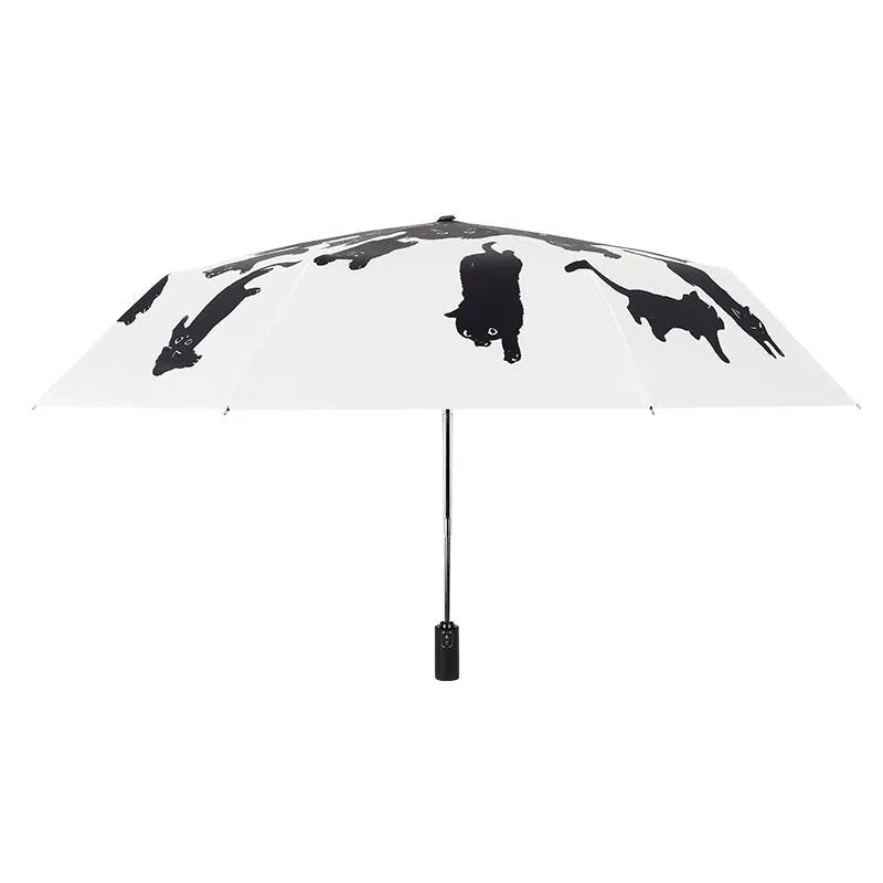 Creative Vinyl Automatic Three-folding Umbrella Dual-use Folding Sun Umbrella - Bellarte Enchanté Creative Vinyl Automatic Three-folding Umbrella Dual-use Folding Sun Umbrella
